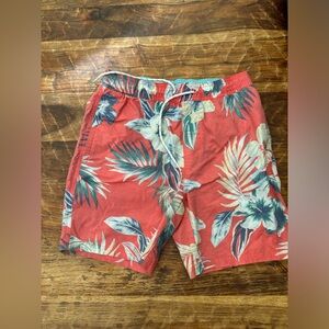 Goodfellow & Co Red Tropical Print Swim Trunks